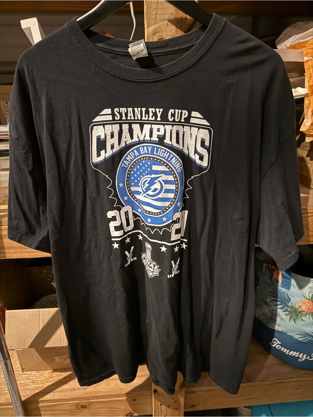 Tampa Bay Lightning Stanley Cup Champions 2021 Black Tee